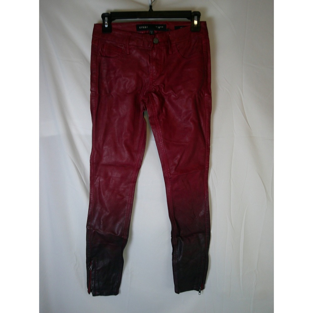 Guess Kate Skinny Red Black Ombre Coated Denim Jeans Pants Women's‎ Size 24